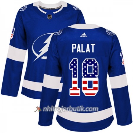 Dame Ishockey Tampa Bay Lightning Tröja Ondrej Palat 18 Adidas 2017-2018 Blå USA Flag Fashion Authentic Dame Ishockey Tampa Bay Lightning Tröja Ondrej Palat 18 Adidas 2017-2018 Blå USA Flag Fashion Authentic
